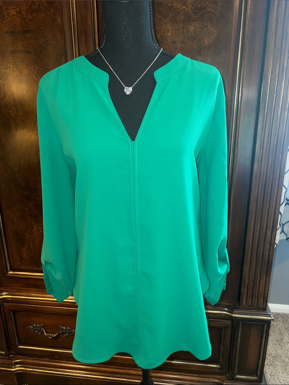 Hawthorne Green Women's Split Neck Blouse